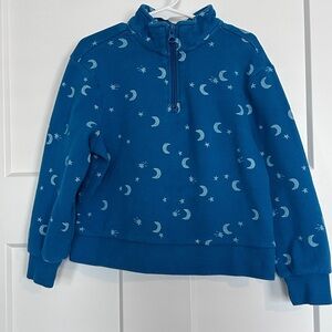 Hanna Andersson Blue Printed waffle  quarter zip
